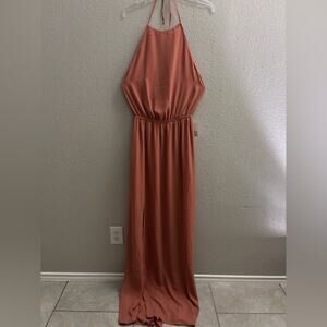 NWT Show Me Your Mumu Elegant Dusty Pink Halter Maxi Dress Size Large